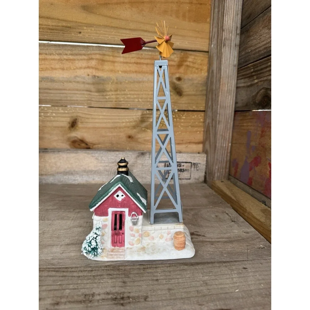 Christmas Valley 1993 Farm Windmill & Pump House Lighted Christmas Village *READ